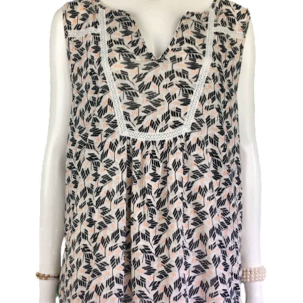 Lucky Brand Broken Arrow Linen Blend Tank Top XL